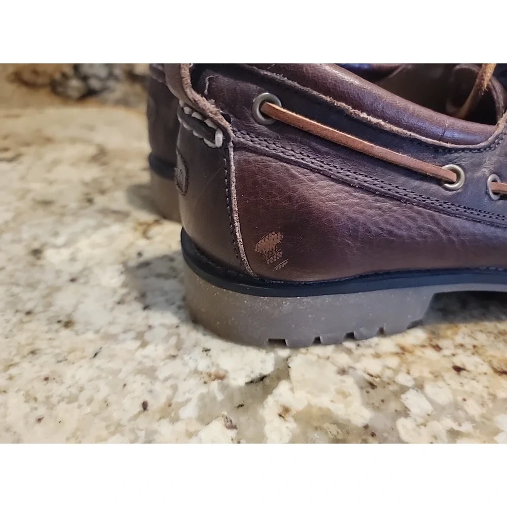 Polo Ralph Lauren Reegan Boat Shoe Men 10D Brown Leather Distressed Casual EUC